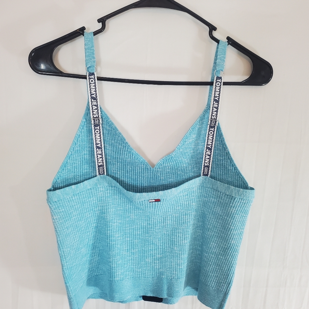 TOMMY JEANS Women's Large Blue Cropped Sweater Tank Top New with Tags - Picture 3 of 6